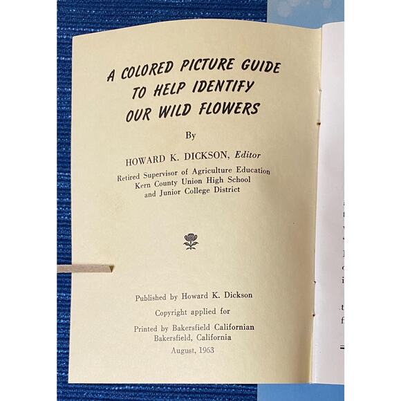 Vtg 1963 Kern County Wild Flowers Bakersfield CA Book Store Display Sign 995A - Picture 2 of 3